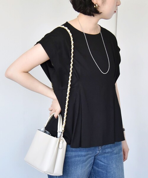 quaranciel（カランシエル）の「quaranciel:〈手洗い可能〉ウエストシェイプ フレンチスリーブ TEE（Tシャツ/カットソー・レディース・ホワイト/ブラック/カーキ・ONE SIZE）」の15枚目の写真