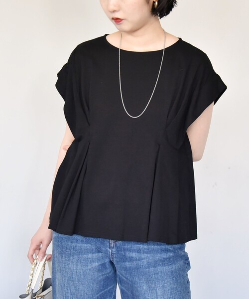 quaranciel（カランシエル）の「quaranciel:〈手洗い可能〉ウエストシェイプ フレンチスリーブ TEE（Tシャツ/カットソー・レディース・ホワイト/ブラック/カーキ・ONE SIZE）」の17枚目の写真