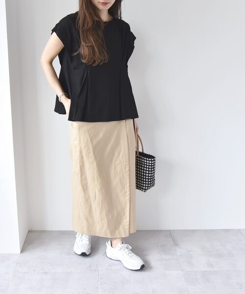 quaranciel（カランシエル）の「quaranciel:〈手洗い可能〉ウエストシェイプ フレンチスリーブ TEE（Tシャツ/カットソー・レディース・ホワイト/ブラック/カーキ・ONE SIZE）」の18枚目の写真