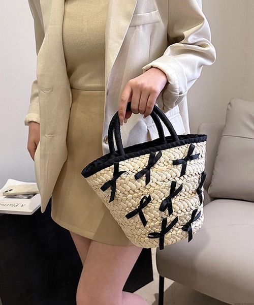 TONE SELECT GOODS（トーンセレクトグッズ）の「Liaa/リボン付き かごバッグ A18352（かごバッグ・レディース・ピンク/ブラック/ブルー・FREE）」の17枚目の写真