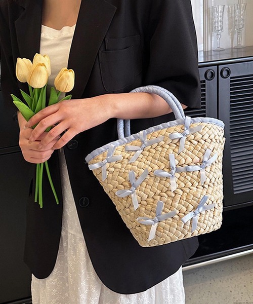 TONE SELECT GOODS（トーンセレクトグッズ）の「Liaa/リボン付き かごバッグ A18352（かごバッグ・レディース・ピンク/ブラック/ブルー・FREE）」の11枚目の写真