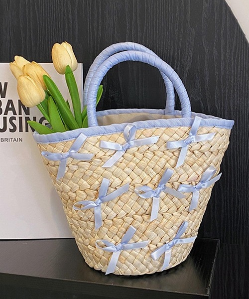 TONE SELECT GOODS（トーンセレクトグッズ）の「Liaa/リボン付き かごバッグ A18352（かごバッグ・レディース・ピンク/ブラック/ブルー・FREE）」の9枚目の写真