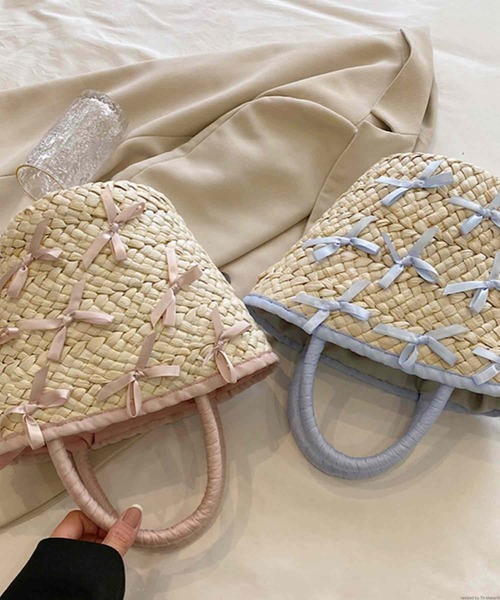 TONE SELECT GOODS（トーンセレクトグッズ）の「Liaa/リボン付き かごバッグ A18352（かごバッグ・レディース・ピンク/ブラック/ブルー・FREE）」の8枚目の写真