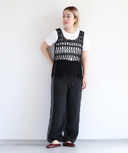 cepo（セポ）の「シアードロストサイドラインパンツ　〈セットアップ可能〉（その他パンツ・レディース・ブラック/オフホワイト/ネイビー・M）」の12枚目の写真