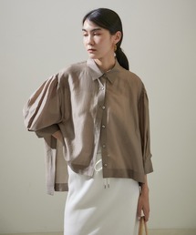 SALON adam et rope' | レギュラーカラータックスリーブシアーブラウス(シャツ/ブラウス)