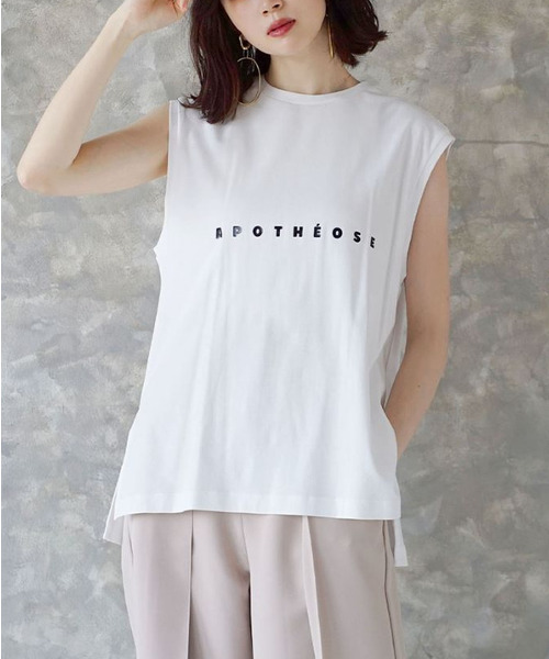 hunch(ハンチ)の「ミニロゴ ノースリーブカットソー(Tシャツ/カットソー・レディース・グレー/オフホワイト・フリー)」の14枚目の写真