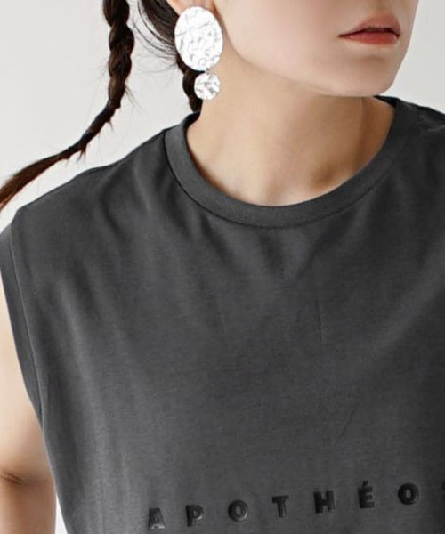 hunch(ハンチ)の「ミニロゴ ノースリーブカットソー(Tシャツ/カットソー・レディース・グレー/オフホワイト・フリー)」の16枚目の写真
