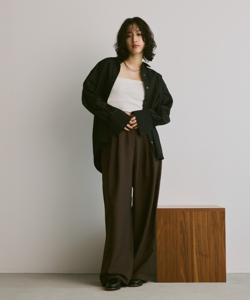 Aunt Marie's(アントマリーズ)の「タックボリュームスリーブオーバーサイズシャツ(シャツ/ブラウス・レディース・サックスブルー/ブラック/ホワイト・FREE)」の16枚目の写真