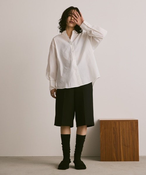 Aunt Marie's(アントマリーズ)の「タックボリュームスリーブオーバーサイズシャツ(シャツ/ブラウス・レディース・サックスブルー/ブラック/ホワイト・FREE)」の13枚目の写真