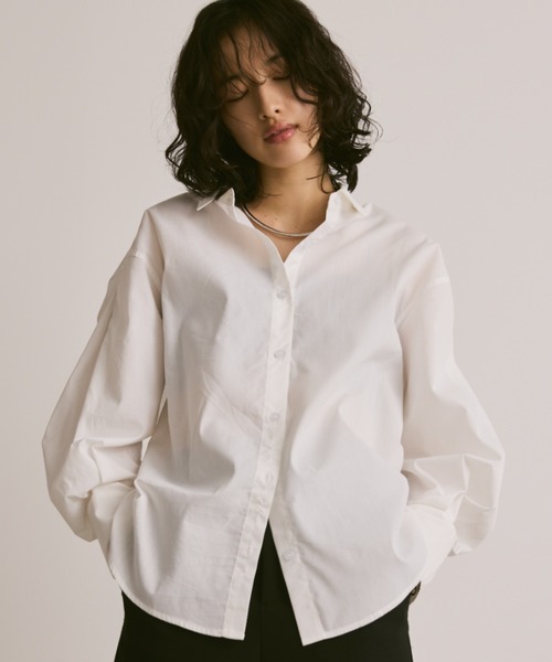Aunt Marie's(アントマリーズ)の「タックボリュームスリーブオーバーサイズシャツ(シャツ/ブラウス・レディース・サックスブルー/ブラック/ホワイト・FREE)」の6枚目の写真