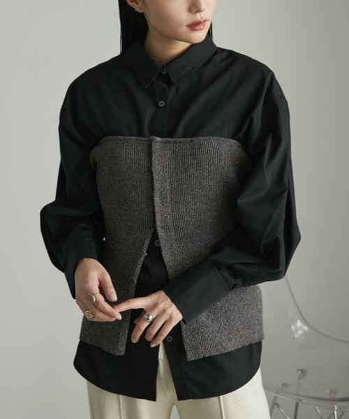 ブラック 80ローンタックボリュームシャツ 半袖ブラウス フリーサイズ セール】《WEB限定追加》80ローンタックボリュームシャツ