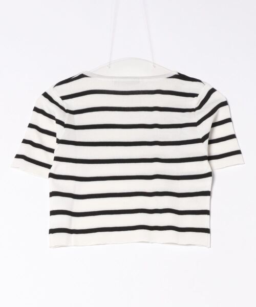 B.I.D.（ビーアイディー）の「ショート丈マルチボーダーニットソー [IZU]（Tシャツ/カットソー・レディース・ホワイト/ブラック・FREE）」の3枚目の写真