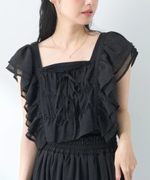 フロッキードットフリルビスチェ