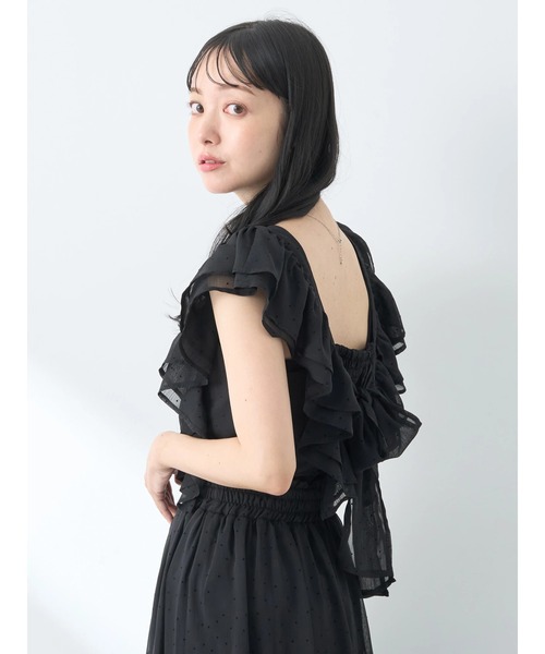 earth music&ecology（アースミュージックアンドエコロジー）の「フロッキードットフリルビスチェ（ベスト・レディース・アイボリー/ブラック・FREE）」の5枚目の写真