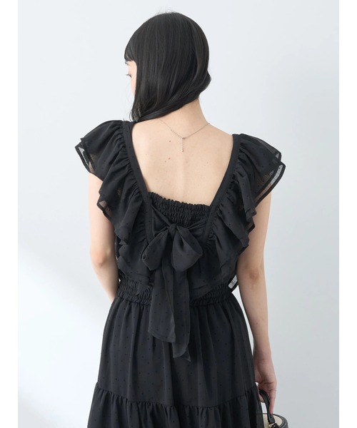 earth music&ecology（アースミュージックアンドエコロジー）の「フロッキードットフリルビスチェ（ベスト・レディース・アイボリー/ブラック・FREE）」の6枚目の写真