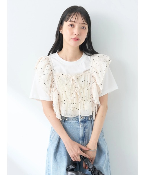 earth music&ecology（アースミュージックアンドエコロジー）の「フロッキードットフリルビスチェ（ベスト・レディース・アイボリー/ブラック・FREE）」の11枚目の写真