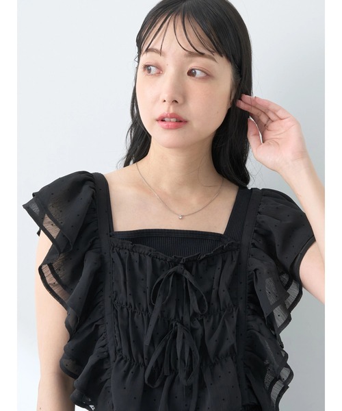 earth music&ecology（アースミュージックアンドエコロジー）の「フロッキードットフリルビスチェ（ベスト・レディース・アイボリー/ブラック・FREE）」の16枚目の写真