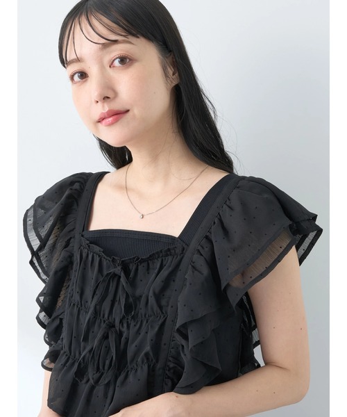 earth music&ecology（アースミュージックアンドエコロジー）の「フロッキードットフリルビスチェ（ベスト・レディース・アイボリー/ブラック・FREE）」の17枚目の写真