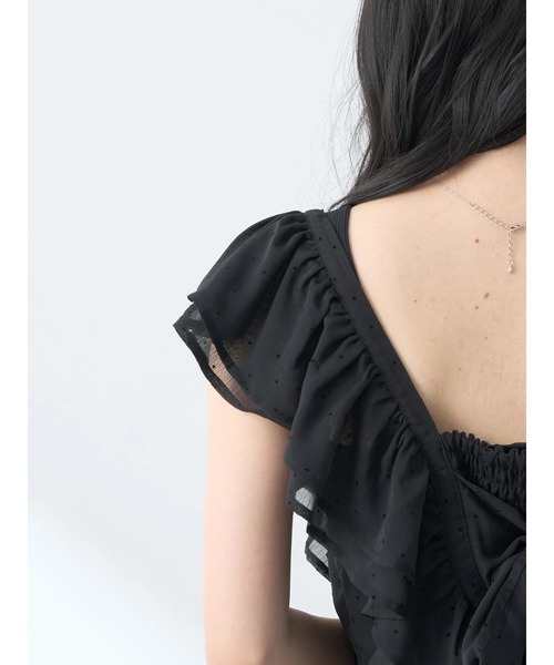 earth music&ecology（アースミュージックアンドエコロジー）の「フロッキードットフリルビスチェ（ベスト・レディース・アイボリー/ブラック・FREE）」の18枚目の写真