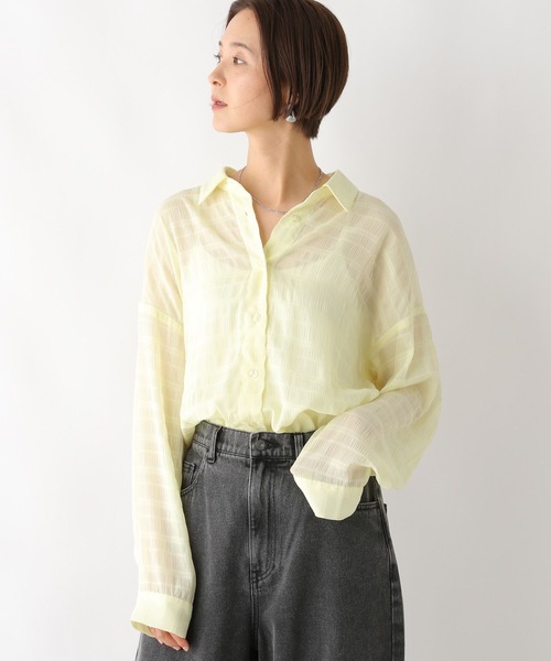LEPSIM（レプシィム）の「ジャガードストライプシャツ　127578（シャツ/ブラウス・レディース・イエロー/アイボリー/ブラック・FREE）」の3枚目の写真