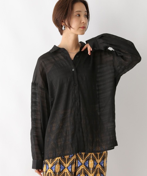 LEPSIM（レプシィム）の「ジャガードストライプシャツ　127578（シャツ/ブラウス・レディース・イエロー/アイボリー/ブラック・FREE）」の7枚目の写真