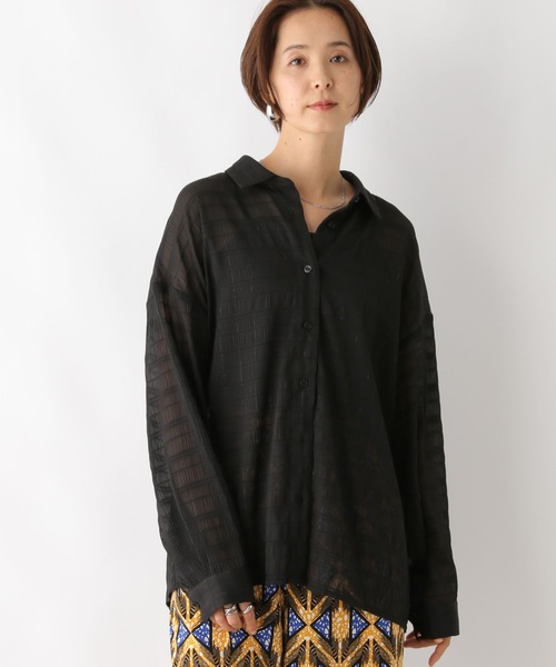 LEPSIM（レプシィム）の「ジャガードストライプシャツ　127578（シャツ/ブラウス・レディース・イエロー/アイボリー/ブラック・FREE）」の8枚目の写真