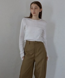【MINERTE】cropped long sleeve T-shirt / 指穴付きクロップドダイバーニットロンT