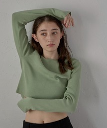 MINERTE（ミネルテ）の「【MINERTE】cropped long sleeve T-shirt / 指穴付きクロップドダイバーニットロンT（Tシャツ/カットソー）」