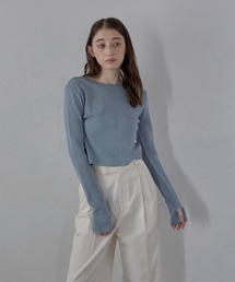 MINERTE（ミネルテ）の「【MINERTE】cropped long sleeve T-shirt / 指穴付きクロップドダイバーニットロンT（Tシャツ/カットソー）」