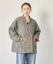 「KHA:KI/カーキ」ノーカラーツイードジャケット