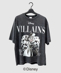 スノーウォッシュ加工 ディズニー ヴィランズ 古着風プリント ルーズフィット Tシャツ(クルエラ・マレフィセント・魔女・アースラ)