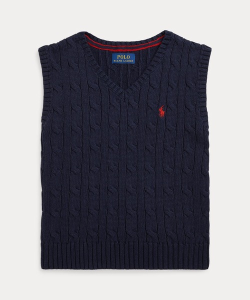 POLO RALPH LAUREN CHILDRENSWEAR(ポロ ラルフ ローレン チルドレンズウェア)の「ケーブルニット コットン セーター ベスト(ベスト・キッズ・ネイビー系1・6/4/7/3)」の5枚目の写真