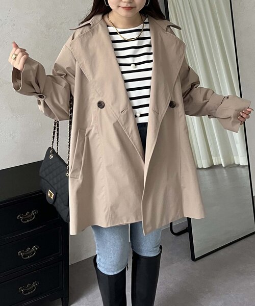 prose verse(プロズヴェール)の「ミドル丈Aライントレンチコート(トレンチコート・レディース・ベージュ・LARGE/MEDIUM/SMALL)」の6枚目の写真