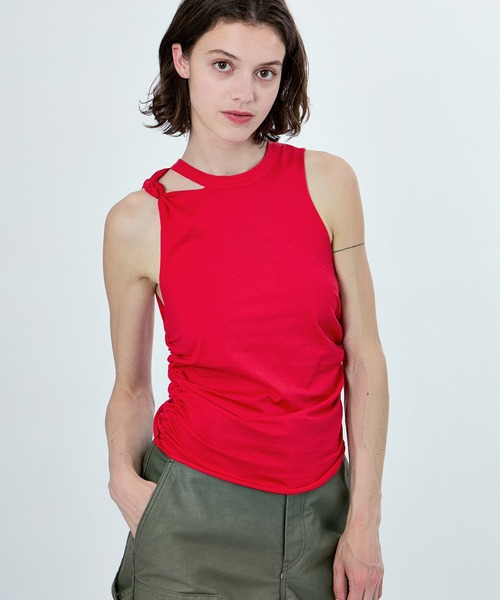 【セール】NO-SLEEVE KNOT DEZIGN TOPS（タンクトップ）｜M TO R（ムウトアール）