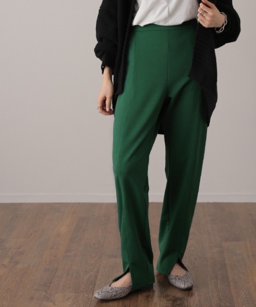 HUG.U（ハグユー）の「スリットパンツ（スウェットパンツ・レディース・ダークグリーン/オレンジ/ミント/チャコール/ライトグレー/ライム/ブラック/ブルーグリーン/スモークピンク/ライトベージュ・FREE）」の5枚目の写真