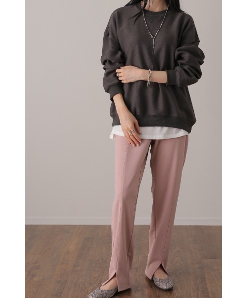 HUG.U（ハグユー）の「スリットパンツ（スウェットパンツ・レディース・ダークグリーン/オレンジ/ミント/チャコール/ライトグレー/ライム/ブラック/ブルーグリーン/スモークピンク/ライトベージュ・FREE）」の18枚目の写真