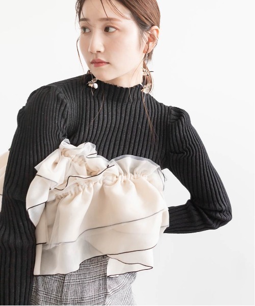 RANDA(ランダ)の「マルチティアードフリル&ニットセット(ニット/セーター・レディース・ブラック/グレー/ホワイト・FREE)」の9枚目の写真
