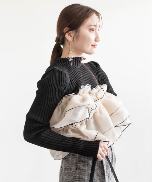 RANDA(ランダ)の「マルチティアードフリル&ニットセット(ニット/セーター・レディース・ブラック/グレー/ホワイト・FREE)」の10枚目の写真