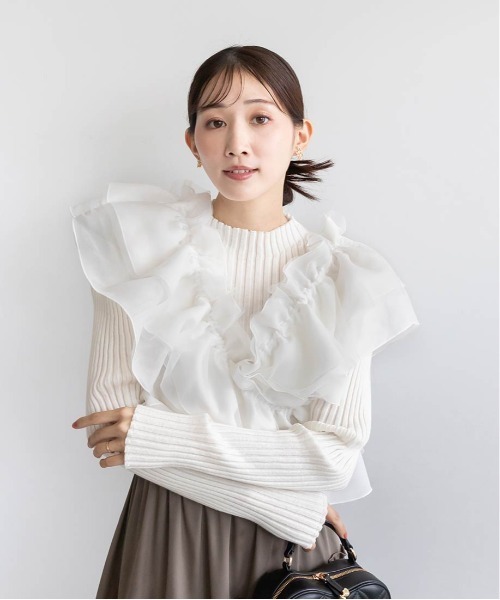 RANDA(ランダ)の「マルチティアードフリル&ニットセット(ニット/セーター・レディース・ブラック/グレー/ホワイト・FREE)」の15枚目の写真