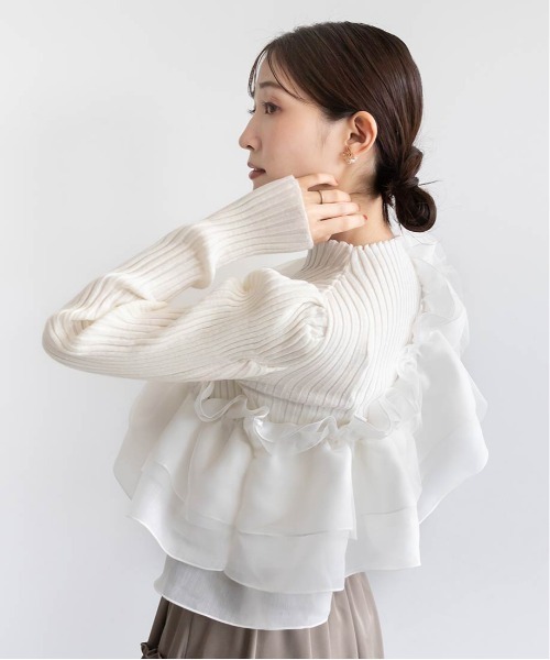 RANDA(ランダ)の「マルチティアードフリル&ニットセット(ニット/セーター・レディース・ブラック/グレー/ホワイト・FREE)」の16枚目の写真