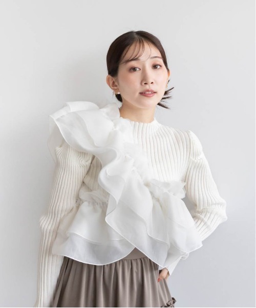 RANDA(ランダ)の「マルチティアードフリル&ニットセット(ニット/セーター・レディース・ブラック/グレー/ホワイト・FREE)」の17枚目の写真