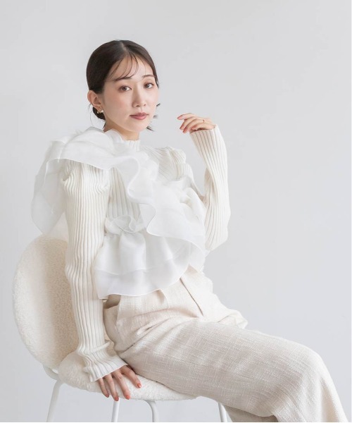RANDA(ランダ)の「マルチティアードフリル&ニットセット(ニット/セーター・レディース・ブラック/グレー/ホワイト・FREE)」の18枚目の写真