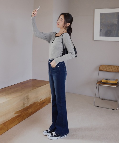 CHAN ME（チャンミ）の「ヘンリーネックプルオーバー（Tシャツ/カットソー・レディース・ホワイト/グレー/ベージュ/ブラック・MEDIUM/LARGE/X-LARGE）」の7枚目の写真