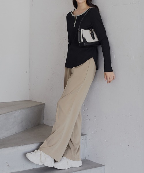 CHAN ME（チャンミ）の「ヘンリーネックプルオーバー（Tシャツ/カットソー・レディース・ホワイト/グレー/ベージュ/ブラック・MEDIUM/LARGE/X-LARGE）」の21枚目の写真