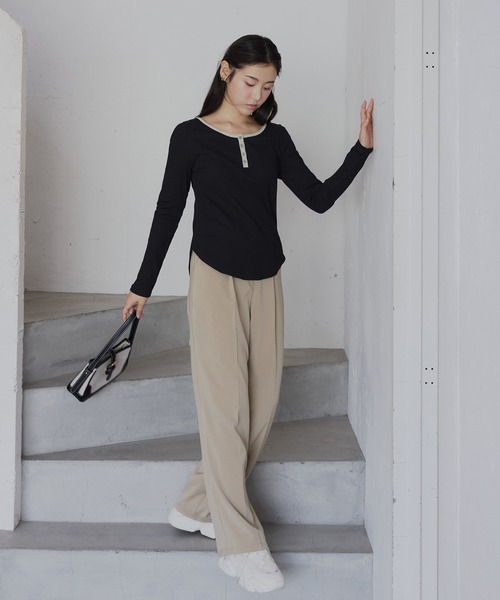 CHAN ME（チャンミ）の「ヘンリーネックプルオーバー（Tシャツ/カットソー・レディース・ホワイト/グレー/ベージュ/ブラック・MEDIUM/LARGE/X-LARGE）」の22枚目の写真