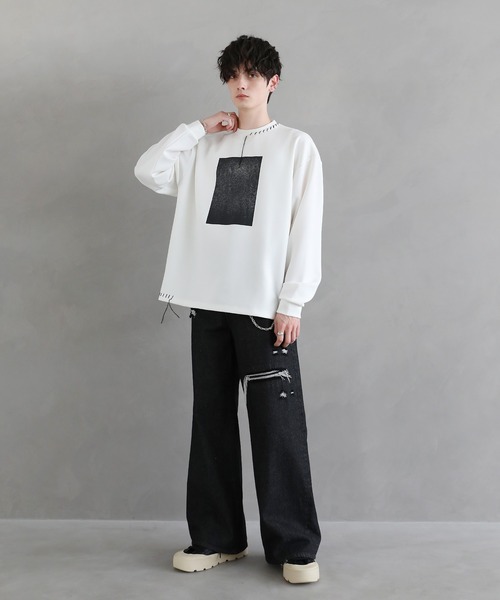 ASTRONOMY(アストロノミー)の「ポンチグラフィックステッチロンT 長袖(Tシャツ/カットソー・メンズ・ブラック/ホワイト/チャコール・S/M/L/XL)」の9枚目の写真
