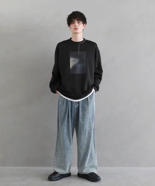 セール】ポンチグラフィックステッチロンT 長袖（Tシャツ/カットソー