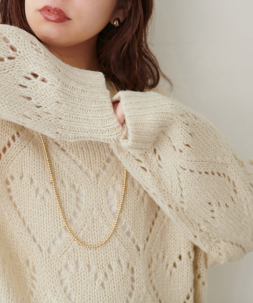 セール】透かしハート柄ゆるニット（ニット/セーター）｜natural