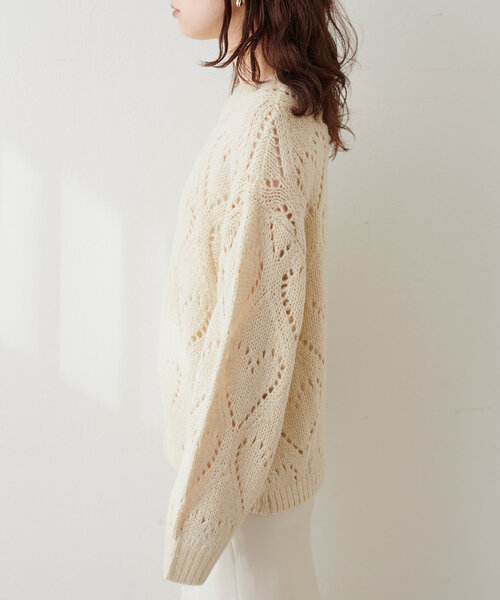 natural couture（ナチュラルクチュール）の「透かしハート柄ゆるニット（ニット/セーター・レディース・ライトグレー/ピンク/チャコールグレー/アイボリー・FREE）」の11枚目の写真