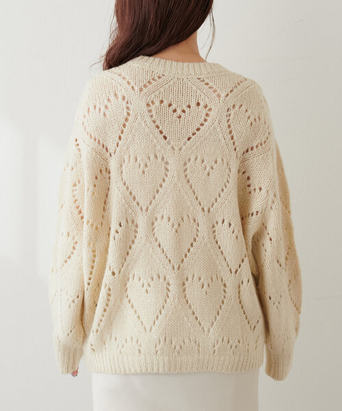 natural couture（ナチュラルクチュール）の「透かしハート柄ゆるニット（ニット/セーター・レディース・ライトグレー/ピンク/チャコールグレー/アイボリー・FREE）」の12枚目の写真